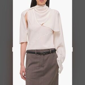 Helmut Lang Silk Scarf Top in White Size L